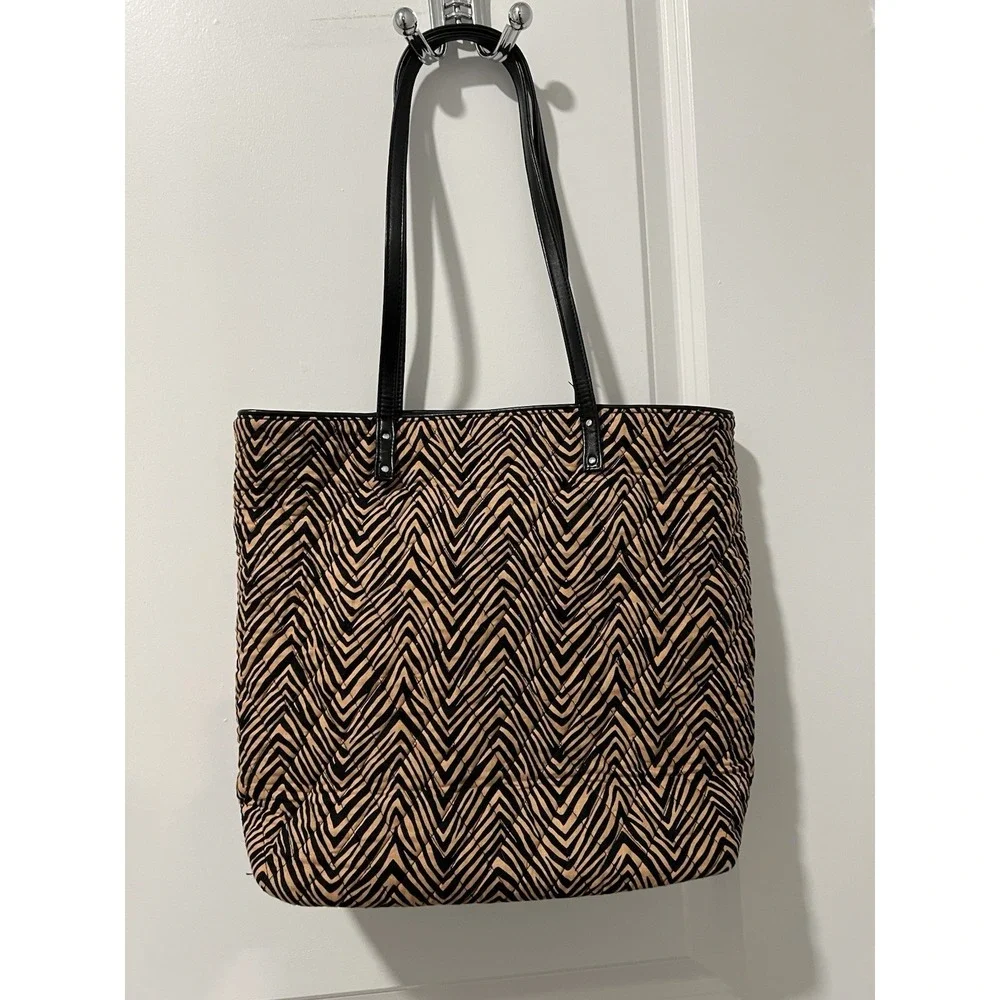 Vera Bradley Zebra Print Tote Bag Quilted Fabric Shoulder‎ Handbag Stylish
